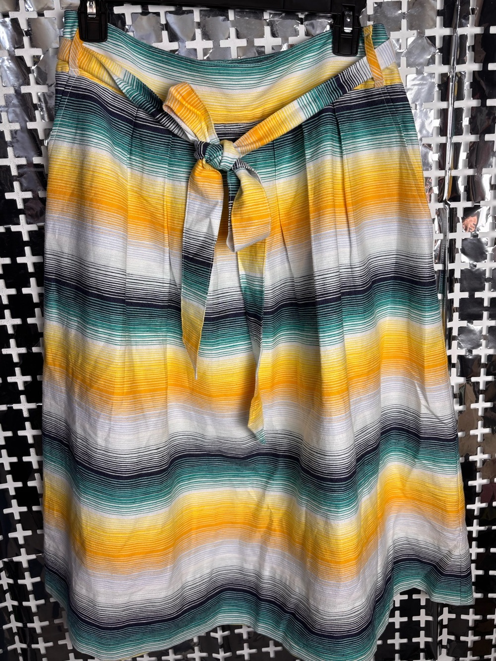 GAP Striped A-Line Skirt in Yellow, Teal & Black